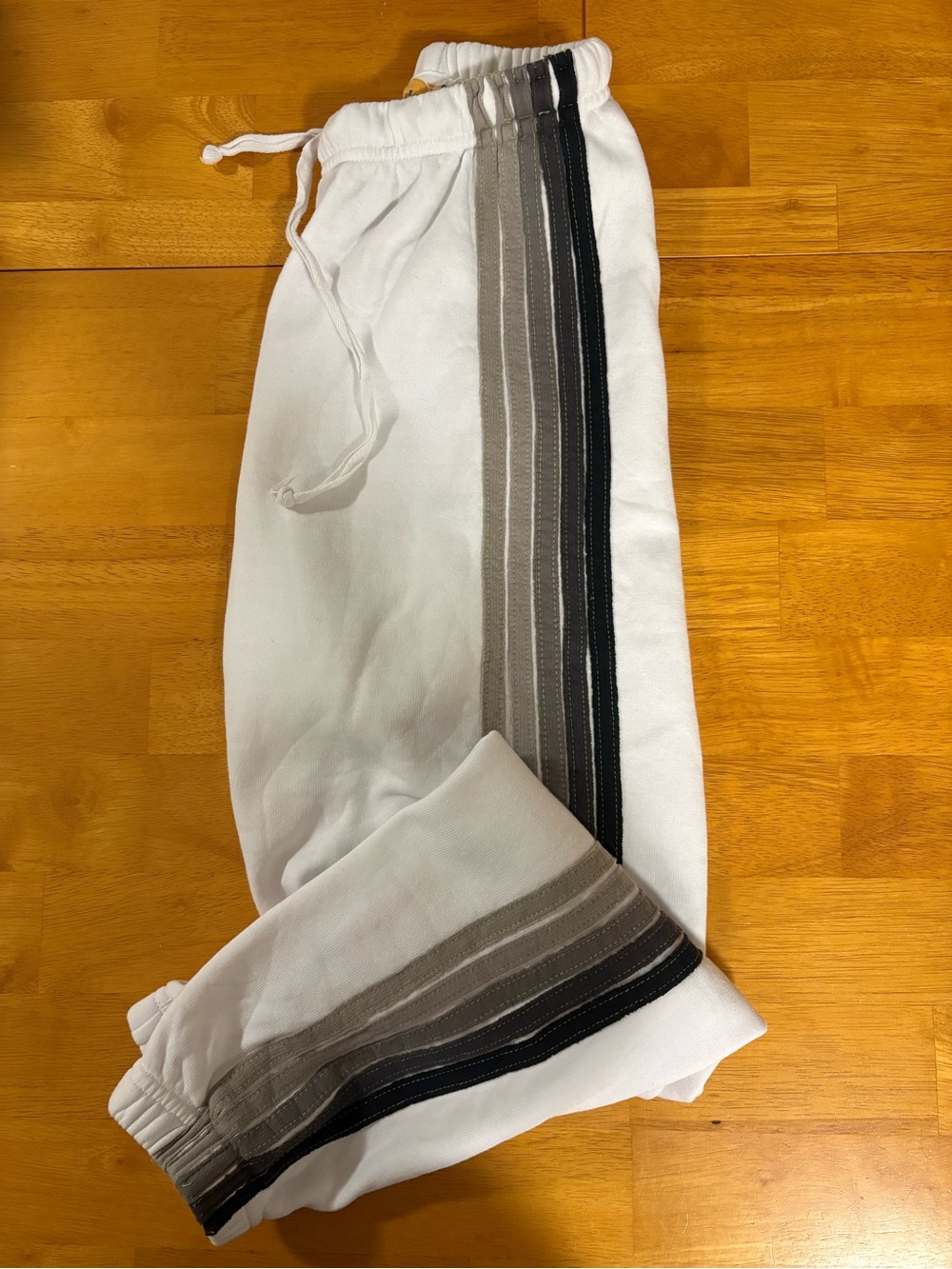 Aviator Nation White Sweatpants with Gray and Black Side Stripes